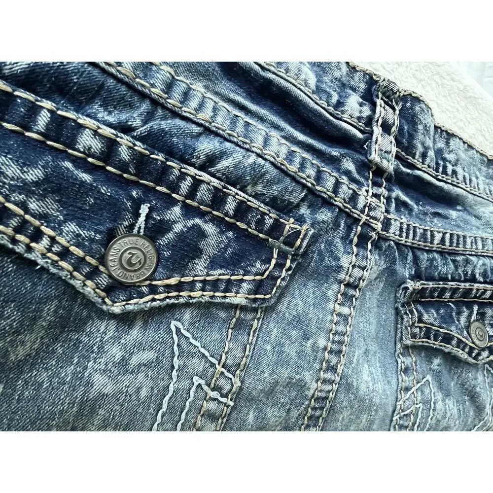 True Religion Ricky Super T Artist Lab Acid Wash Jeans Mens 40 Made in USA